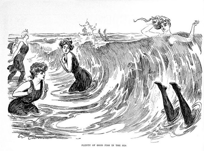 Gibson Girl Illustration by Charles Dana Gibson. Plenty of good fish in the sea - Camille