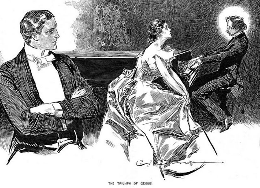 Gibson Girl Illustration by Charles Dana Gibson. The triumph of genius - Camille