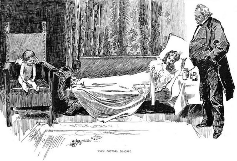 Gibson Girl Illustration by Charles Dana Gibson. When doctors disagree - Camille