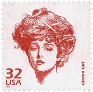 Gibson Girl Illustration Stamp - Camille