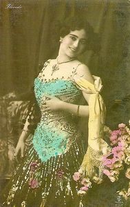 la belle otero in corseted dress with shawl - La belle Otero