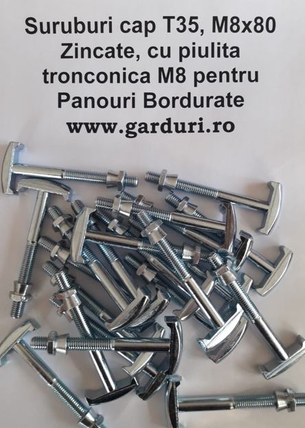 Suruburi cap T35, M8x80 Zincate cu piulita tronconica M8 – pt. Pan. Bordurate - Produse