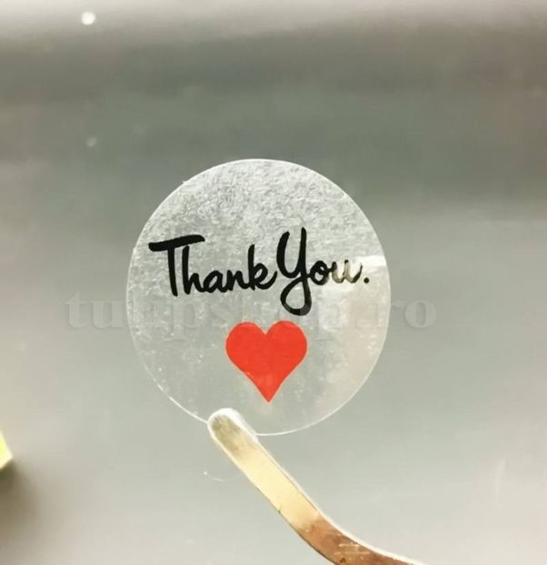 Etichete autoadezive transparente Thank you 10 buc - Etichete decorative