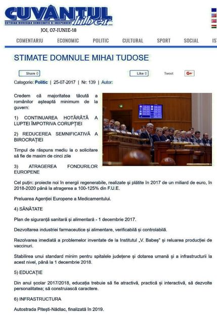 170725 Cuvântul Liber, petiție lui M Tudose 1 - 2016-18 A