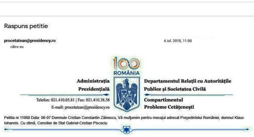 180706 Adm Președinte, răspuns petiție - 2016-18 A