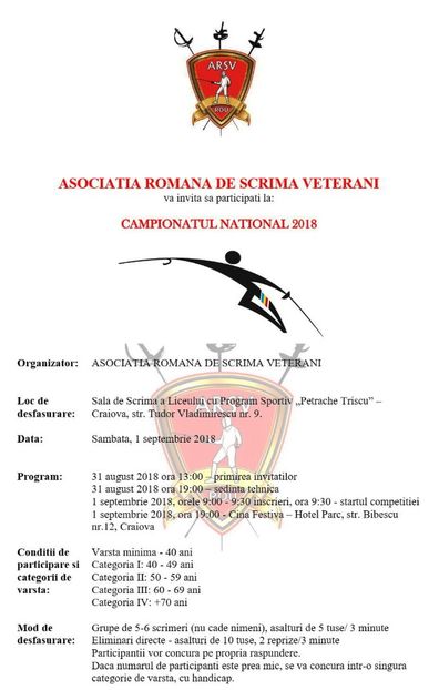 180901 Invitație Camp Naț Scrimă Veterani Craiova 1 - 2016-18 A