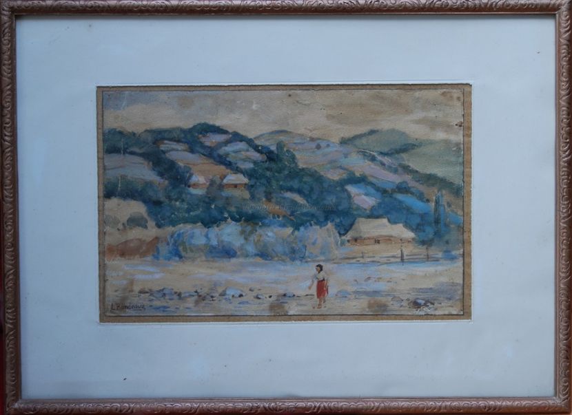 Liviu Bordeaux(1896-1984)-Peisaj cu case. 1942 - Tablouri de vânzare_ _ _