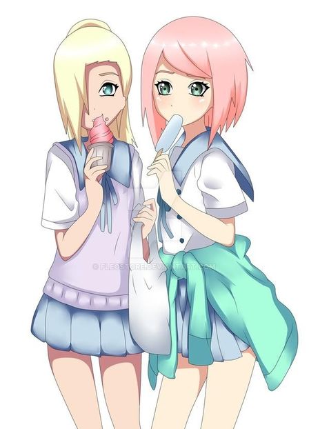sakura_and_ino_fanart_by_fleostore_ddgcinc-fullview - Saku Love Ino