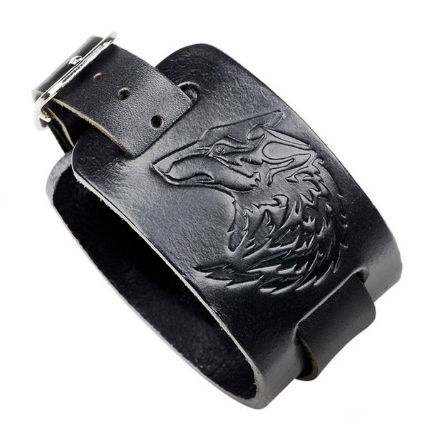 Wolf Leather Bracelet _85 de lei - BRATARI DIN PELE PENTRU BARBATI la preturi foarte accesibile ! Idei de cadou !