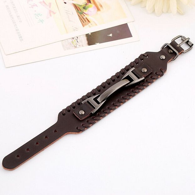 Kevlar Brown Leather Bracelet_85 de lei - BRATARI DIN PIELE PENTRU BARBATI la preturi foarte accesibile ! Idei de cadou !