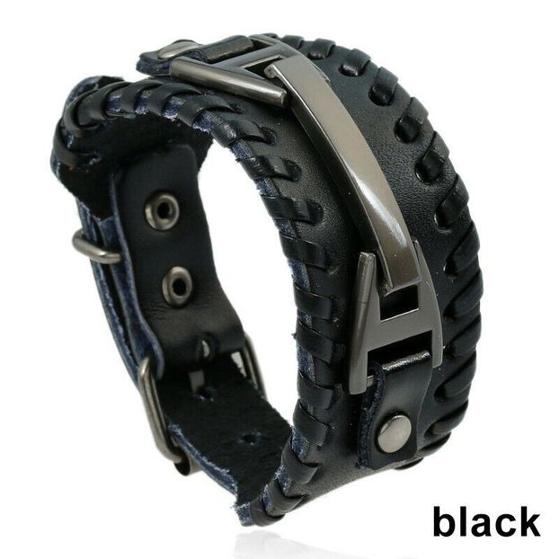 Kevlar Black Leather Bracelet_85 de lei - BRATARI DIN PIELE PENTRU BARBATI la preturi foarte accesibile ! Idei de cadou !