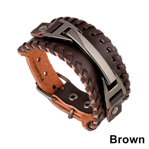 Kevlar Brown Leather Bracelet_85 de lei - BRATARI DIN PELE PENTRU BARBATI la preturi foarte accesibile ! Idei de cadou !