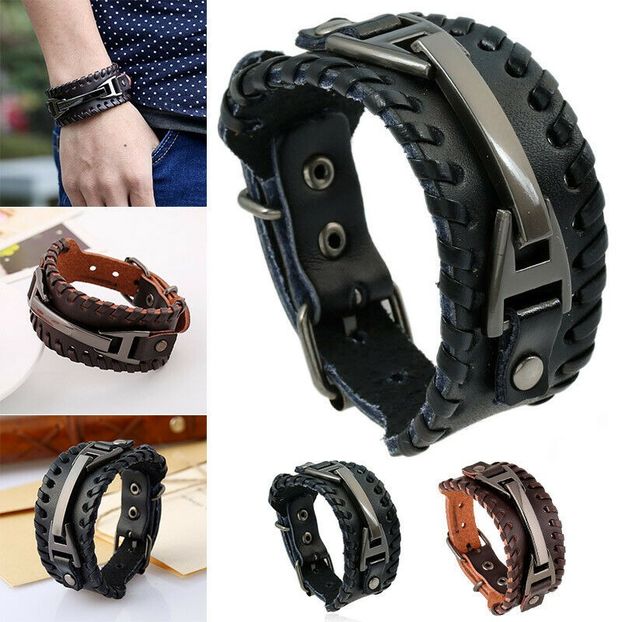 Kevlar Black Leather Bracelet_85 de lei - BRATARI DIN PELE PENTRU BARBATI la preturi foarte accesibile ! Idei de cadou !