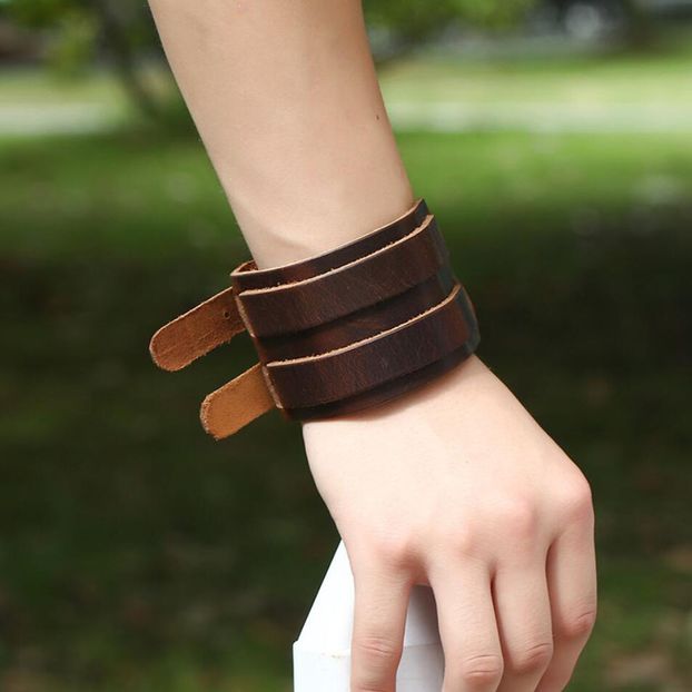 Double Leather Bracelet_85 de ei - BRATARI DIN PELE PENTRU BARBATI la preturi foarte accesibile ! Idei de cadou !