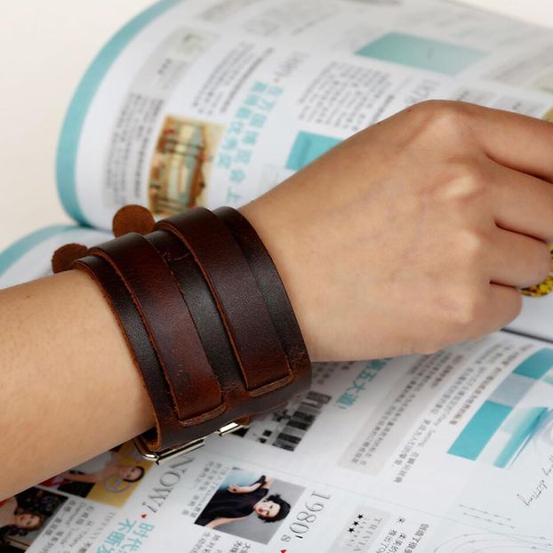 Double Leather Bracelet_85 de ei - BRATARI DIN PIELE PENTRU BARBATI la preturi foarte accesibile ! Idei de cadou !