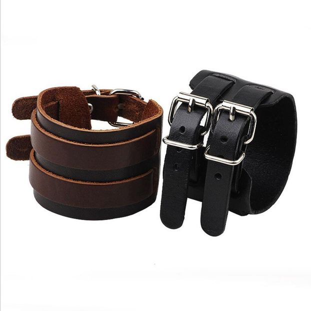 Double Leather Bracelet_85 de ei - BRATARI DIN PIELE PENTRU BARBATI la preturi foarte accesibile ! Idei de cadou !