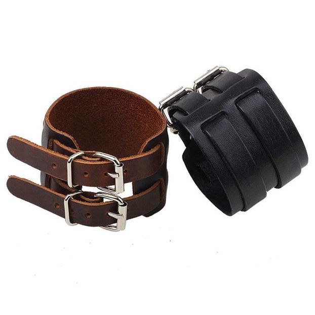 Double Leather Bracelet_85 de ei - BRATARI DIN PIELE PENTRU BARBATI la preturi foarte accesibile ! Idei de cadou !