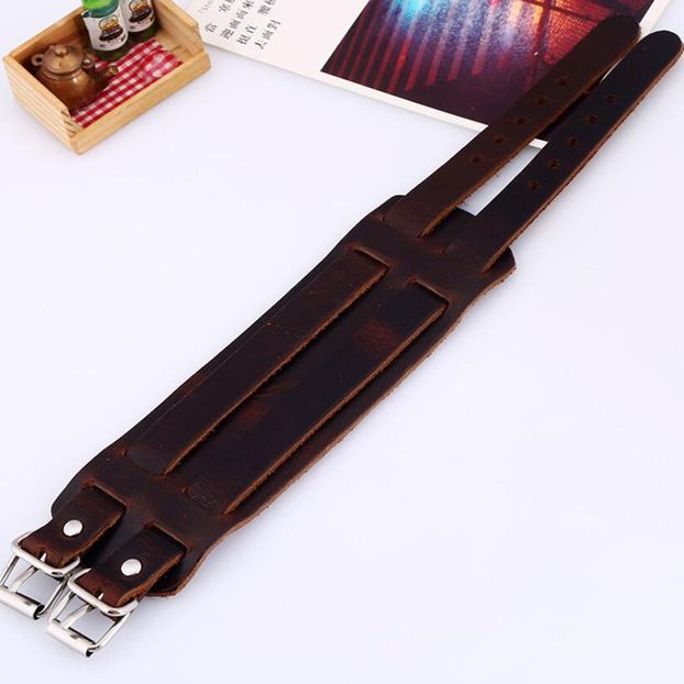 Double Leather Bracelet_85 de ei - BRATARI DIN PELE PENTRU BARBATI la preturi foarte accesibile ! Idei de cadou !