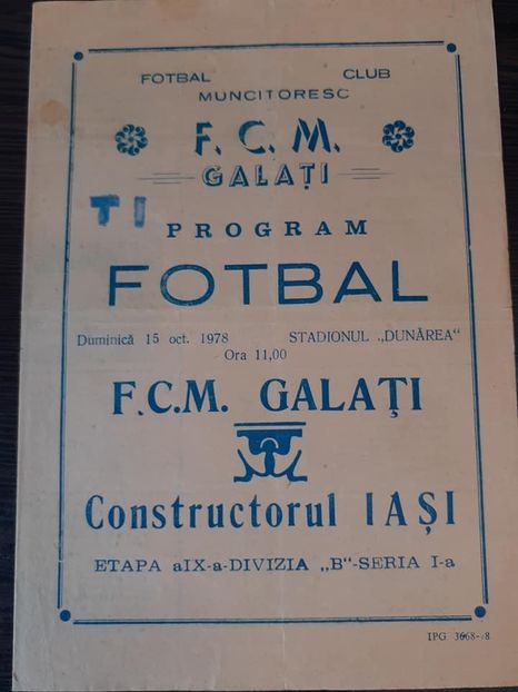 FCM Galati Constructorul Iasi 1978-1979 - Dunarea Galati Istorie Part 3