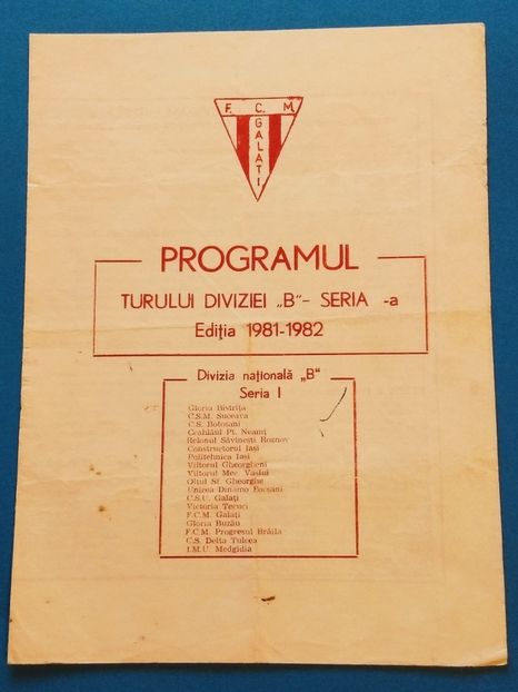 FCM Galati 1981-1982 Program - Dunarea Galati Istorie Part 3