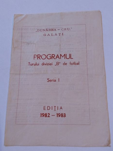 Dunarea CSU Galati 1982-1983 Program - Dunarea Galati Istorie Part 3