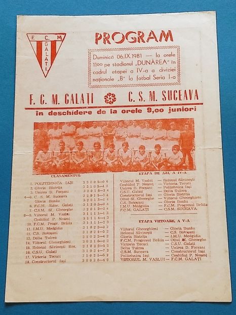FCM Galati 1981-1982 - Dunarea Galati Istorie Part 3