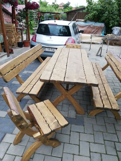 Set decor rustic - Masa cu banci