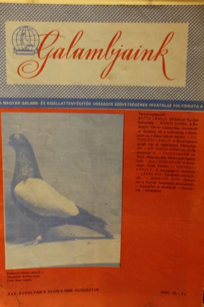 1988  AUGUSZTUS - CARTI REVISTE DESPRE PORUMBEI