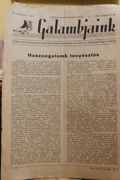 1962  SZEPTEMBER - CARTI REVISTE DESPRE PORUMBEI