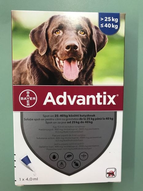 Advantix 25 40 kg 60 lei - Advantix 25 40 kg pipeta antiparazitara - 60 lei