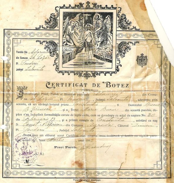 Certificatul de botez (1912) - 1-2 T