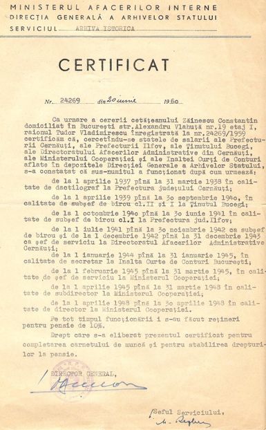 1937.04.01-1948.04.30 C.ZAINESCU [ADEV.24269 DIN 20 IUN.1960] - 1-2 T