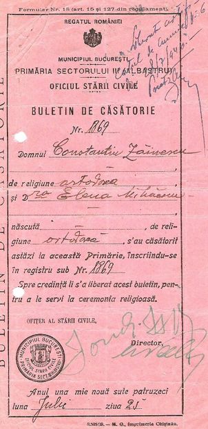 1940.07.25 BUC., CASATORIA PARINTILOR MEI - 1-2 T