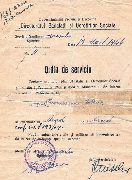 1944.03.19 CERNAUTI, ORDIN DE EVACUARE - 1-2 T