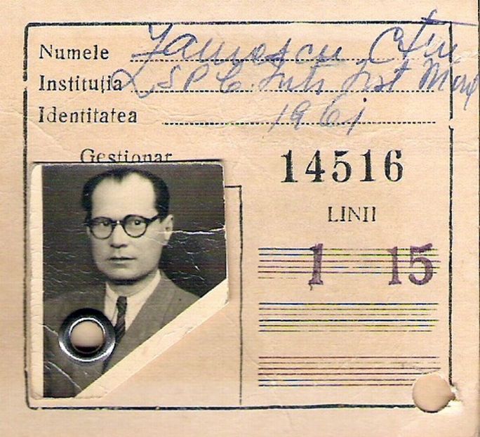 1961 BUC., C.ZAINESCU SPC INTR.INST.MONTAJ, LEGITIMATIE CALATORIE, LINII 1 SI 15 - 1-2 T