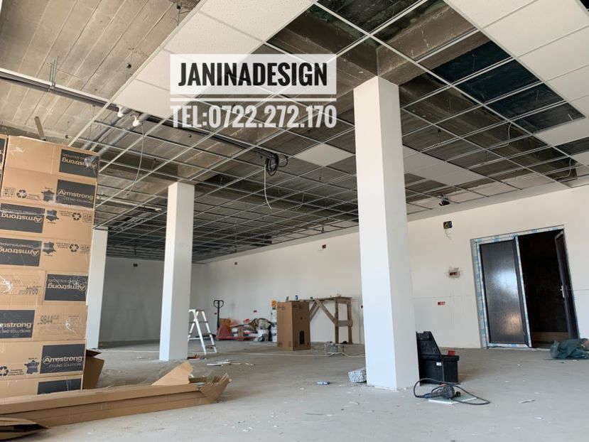 Montaj tavane false casetate, spatii comerciale, birouri, case, etc - Montaj Tavan fals casetat inainte si dupa by JaninaDesign