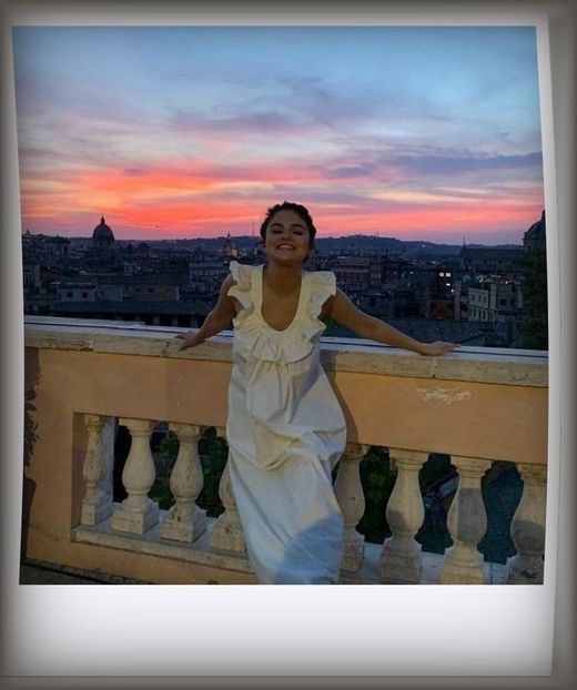 ˓0̣8̣ᵗʰ Ɲ̞.˒ Selena Gomez admiring the parisian twilight from her secluded balcony. - Memory is the diary we carry inside