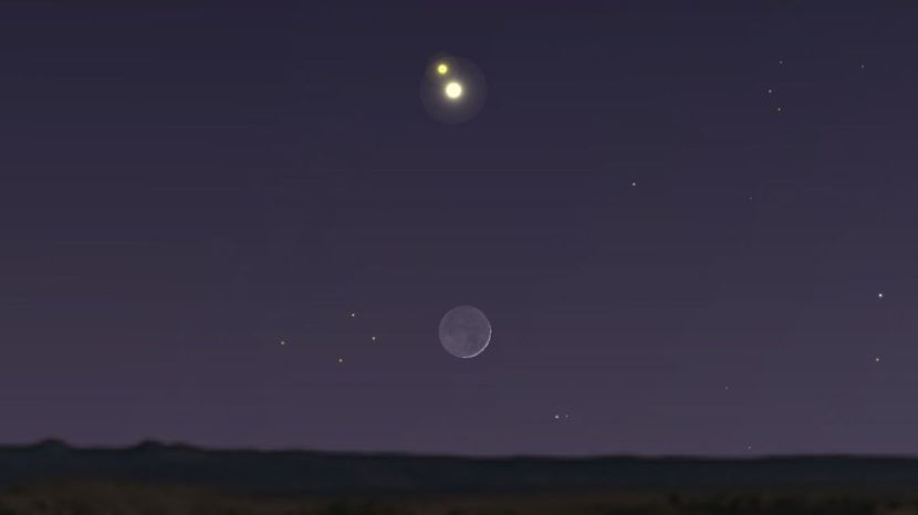 Luna noua in Varsator si conjunctia Jupiter-Saturn - Luna - Soarele si norii - 2