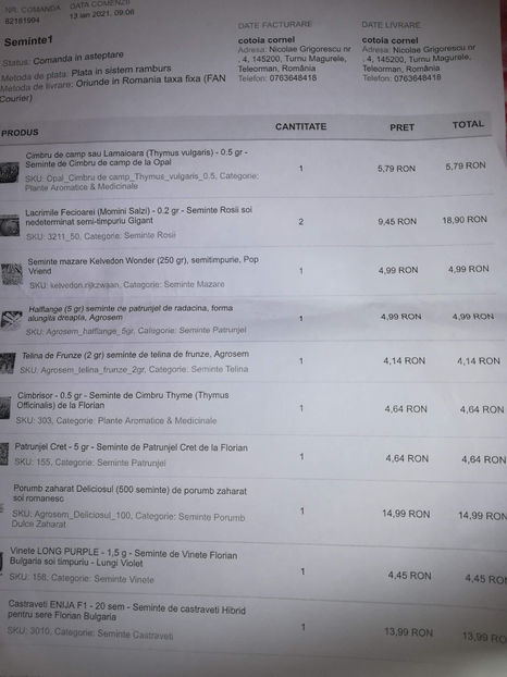 COMANDA SEMINTE 2021 - 2021