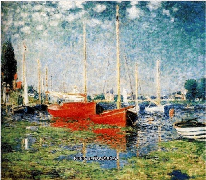 Barci rosii-Monet-45x39,3 cm-90 anchor - Set goblen -peisaje