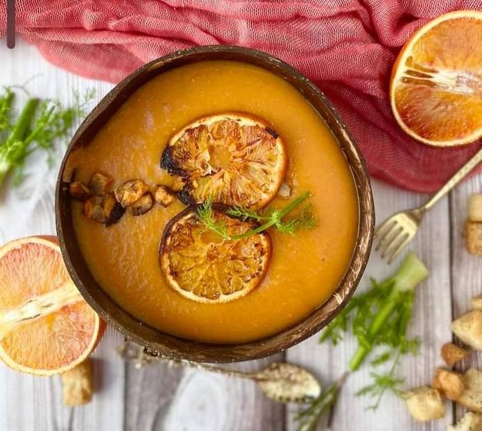  - Supa crema de linte cartof dulce fenicul si portocala