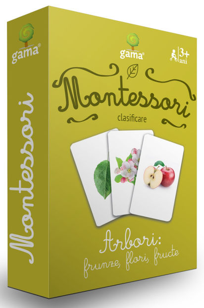 Arbori: frunze, flori, fructe - Cărţi de joc Montessori 2-8 ani