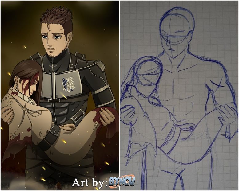 comparatie - desene vs schite 2021 ATTACK ON TITAN EDITION