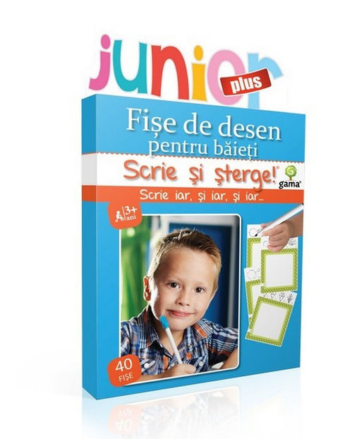 Fişe de desen pentru băieţi 3-5 ani - Scrie și șterge! Junior Plus 3-7 ani