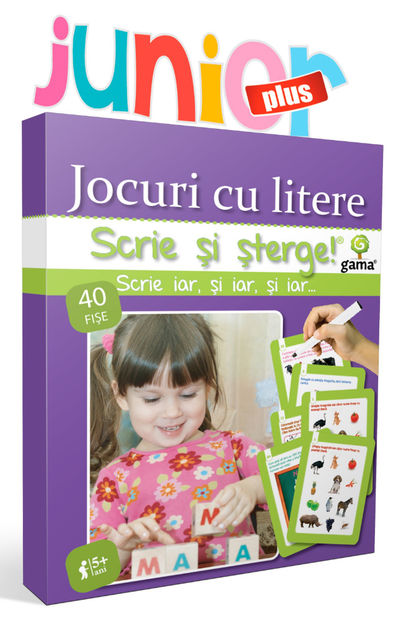 Jocuri cu litere 5-7 ani - Scrie și șterge! Junior Plus 3-7 ani