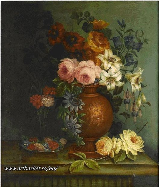 Crini si trandafiri-38,2x45 cm-73 anchor - Diagrame pentru Goblen-Flori