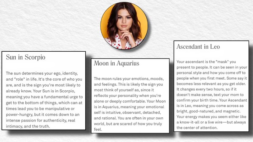 ˓0̣8̣ᵗʰ ꒻.˒ Selena‛s chart and daily horoscope: The key lessons for you are about balance and - Memory is the diary we carry inside