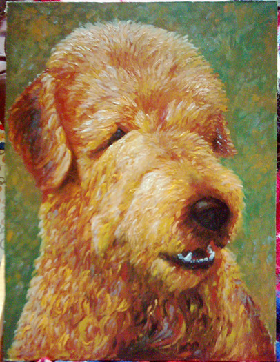 Otto - airedaleterrier; ulei pe carton panzat, format A3
