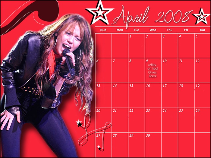 april - Calendare cu Miley si Hannah