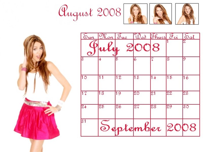 calenderaugust1 - Calendare cu Miley si Hannah
